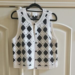 Sezane Ron Top Large EUC Crochet Vest Waistcoat